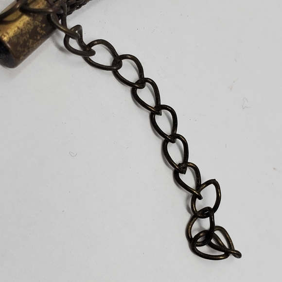 Vintage metal corded mesh chain with large bronze color metal beaded necklace - Picture 5 of 8